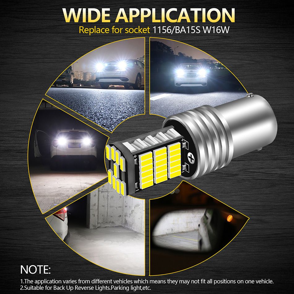 2pcs BA15S P21W 1156 Car LED Reverse Light Bulb 4014 S For VW Passat B5 B6 Golf Canbus Auto Lamp Error Free DC 12V 6000K
