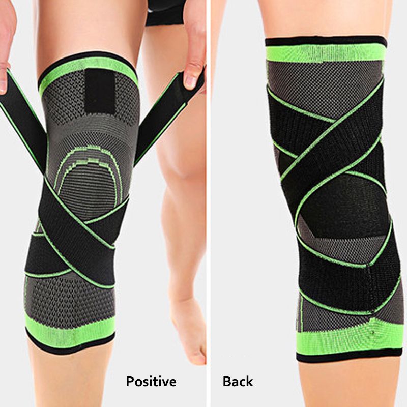 1 Piece Mumian 3d Pressurized Fitness Running Cycling Bandage Knee Braces Elastic Nylon Sports Compression Pad Sleeve(#Green)