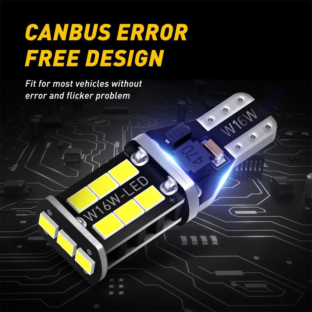 2PCS W16W LED T15 CANBUS Car Backup Reverse Lights Bulb NO OBC ERROR Tail Lamp For Lada Granta Niva Priora Kalina Xray Vesta T10 W5W White