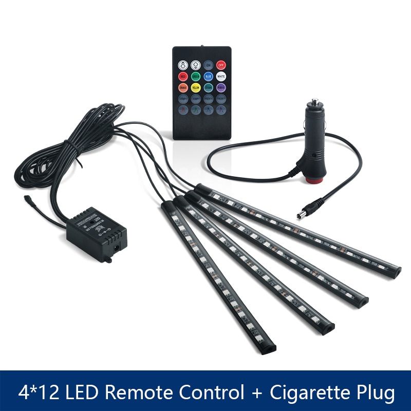 LED Atmosphere Car Light Interior Decoration Fiber Strip Light By App Control Decorative Ambient Lamp Dashboard Lamp 48 LED Cigarette RC
