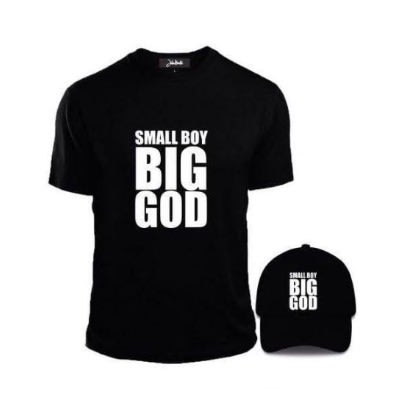 Small Boy Big God Design T-shirt And  Face Cap