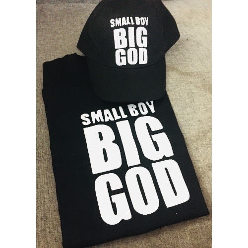 Small Boy Big God Design T-shirt And  Face Cap