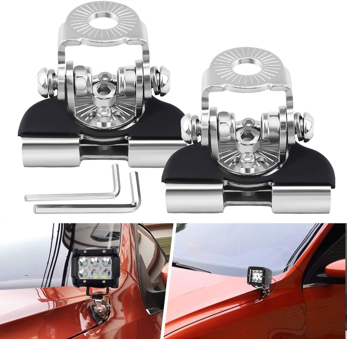 Bonnet Cover Piller Lamp Holder Clamp Clip No Drilling SUV 4WD 4X4 A
