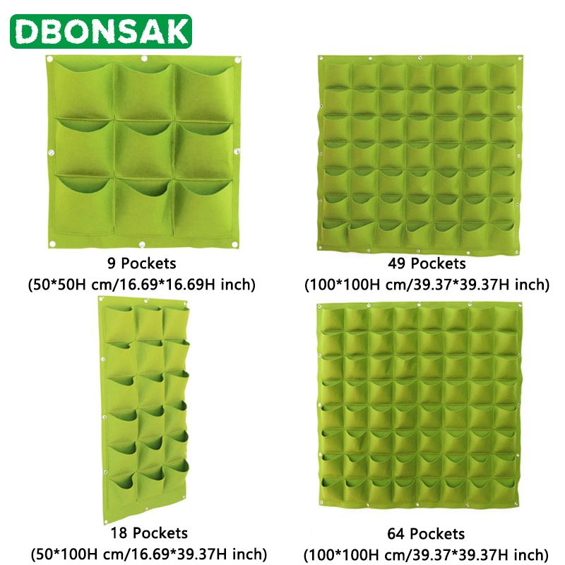 Wall Hanging Planting Bags Garden Vertical Planter Multi Pocket For Wall-mounted Gardening Flower Outdoor Indoor Growing Pots