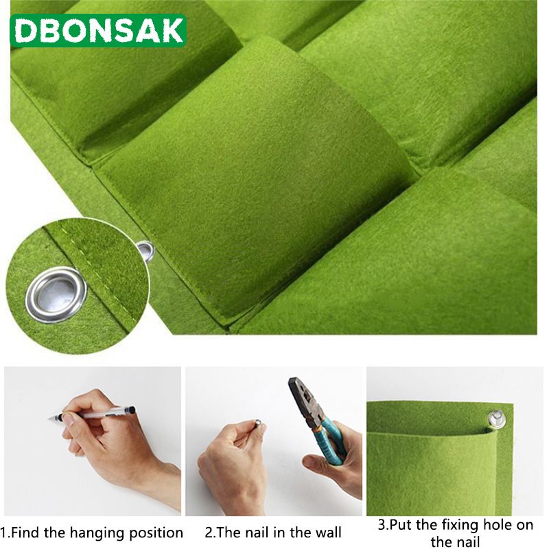 Wall Hanging Planting Bags Garden Vertical Planter Multi Pocket For Wall-mounted Gardening Flower Outdoor Indoor Growing Pots