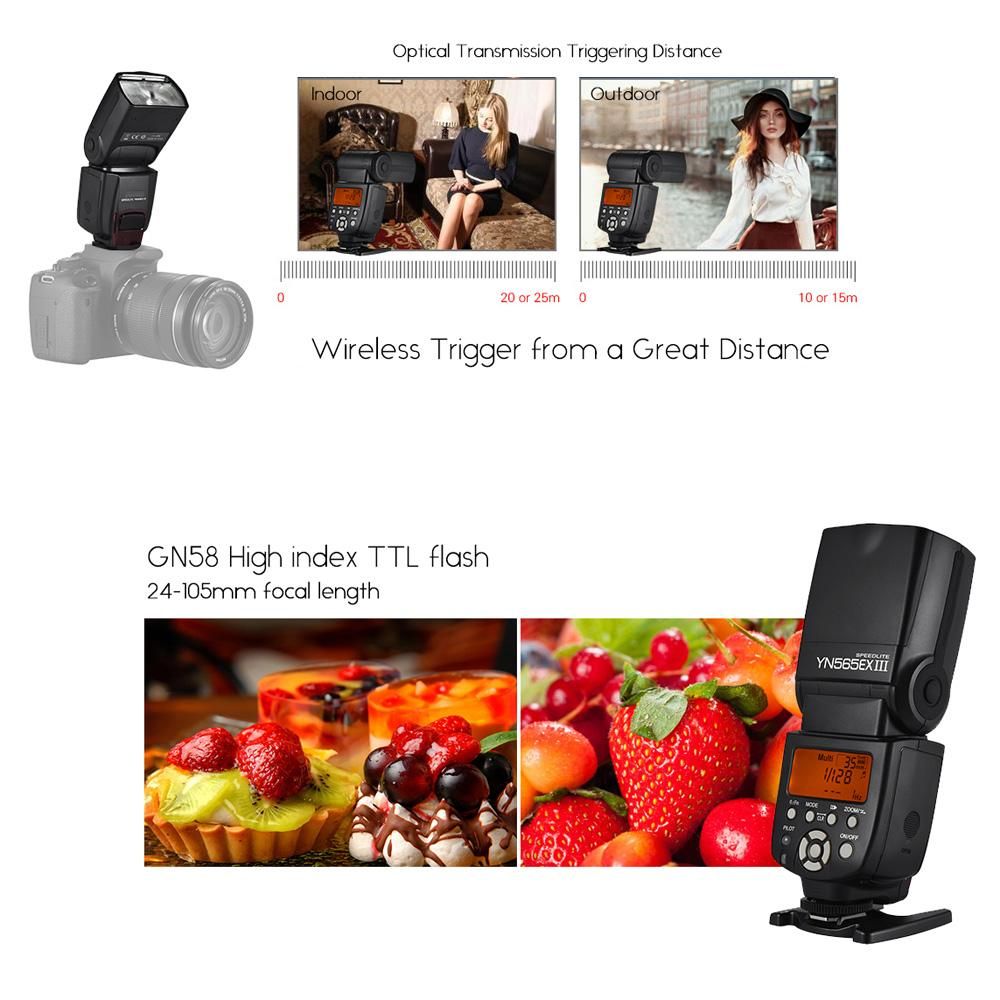 YN565EX III Wireless TTL Slave Flash Speedlite GN58 High Speed Recycling System Supports USB Firmware Upgrade Replacement for Canon DSLR Camera