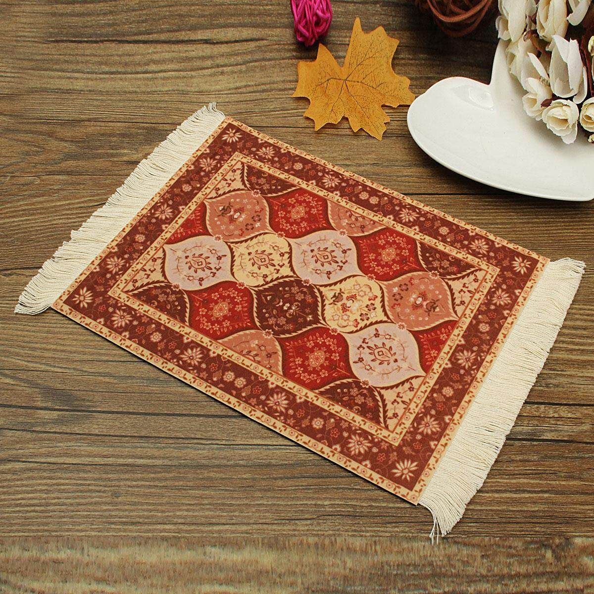 11x7'' Vintage Persian Styles Rug Mouse Pad Carpet Mousemat With Tassel Decor
