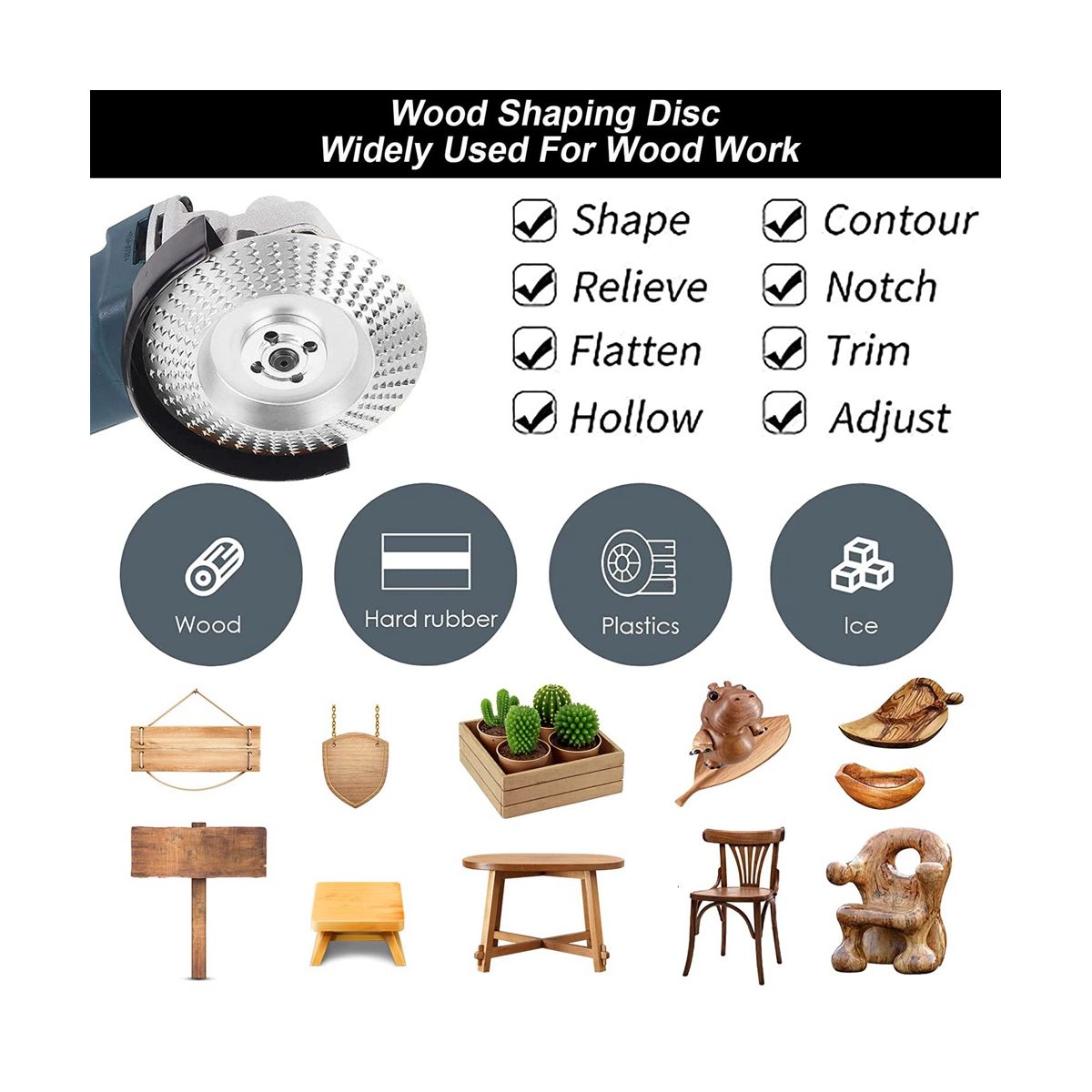 3 Pieces Wood Grinding Disc for Angle Grinder 125Mm, Wood Cutter Rasp Disc Grinding Discs Angle Grinder