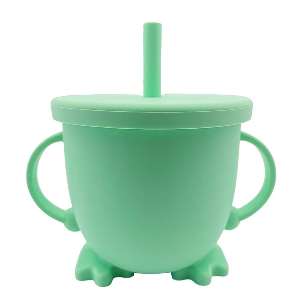1pc Solid Color Baby Sippy Cups Feeding Cups Kid Bottle Sprill Green