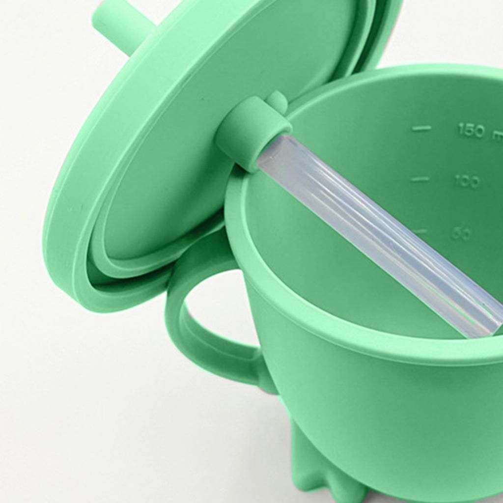 1pc Solid Color Baby Sippy Cups Feeding Cups Kid Bottle Sprill Green