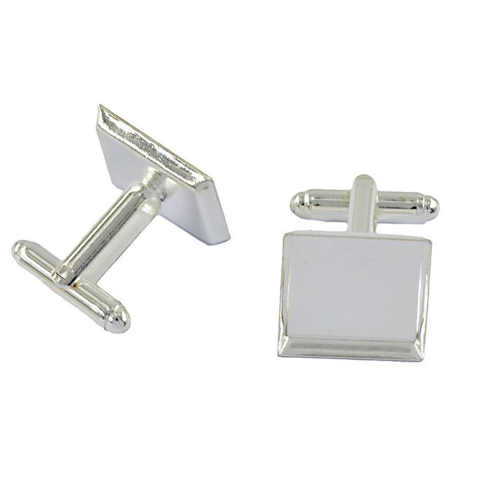 6x Square Blank Setting Base Pad Cuff Link DIY Formal Cufflinks Silver