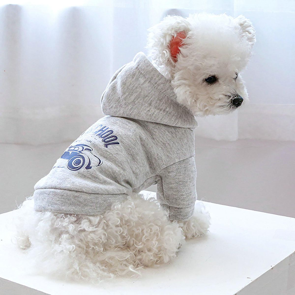 Dog Sweatshirt Winter Dogs Cats Hooded Sweatshirt Two-legged Clothes Grey