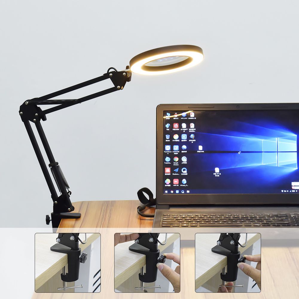 Eye Clip Desk Lamp Creative Foldable Table Lamp Led Study Reading Light Bedroom Bedside Student Metal Landing Light(Black)