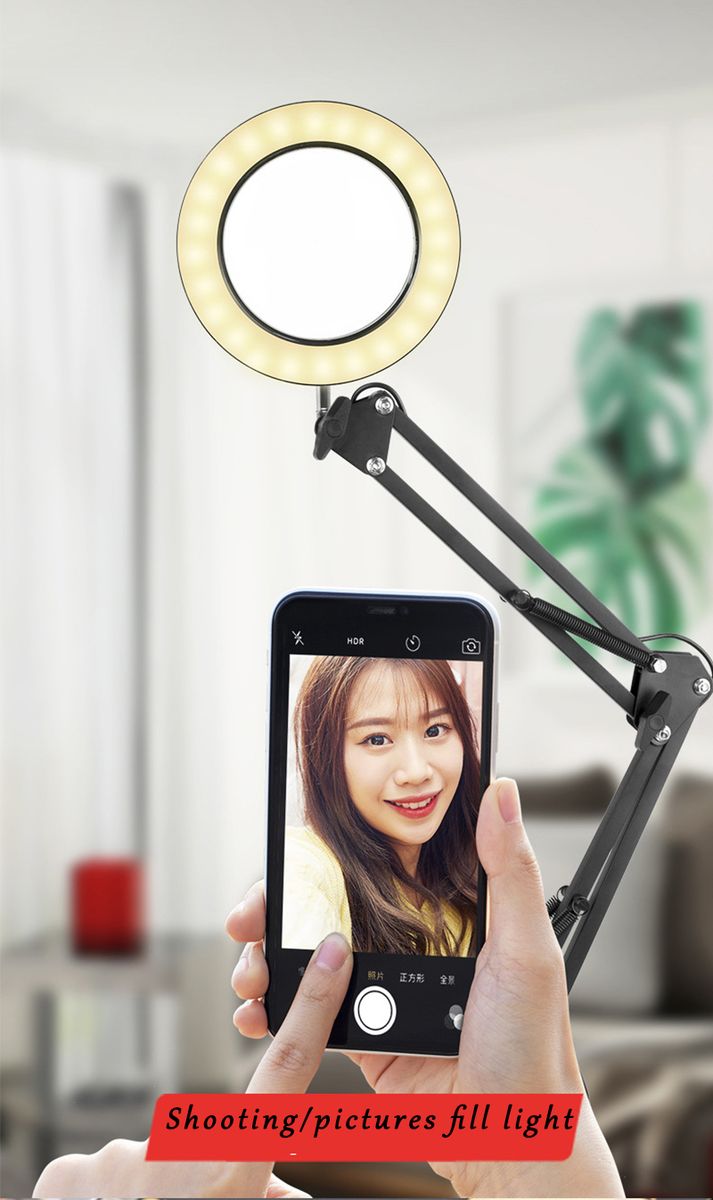 Eye Clip Desk Lamp Creative Foldable Table Lamp Led Study Reading Light Bedroom Bedside Student Metal Landing Light(Black)