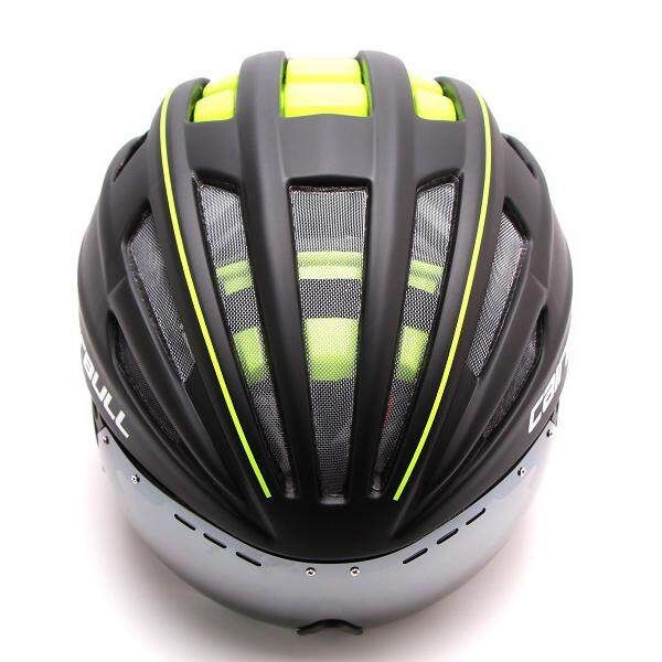 CAIRBULL-11 55-61cm Ultralight Protective Cycling Integrally 28 Ventilation Holes Matte Black Fluorescent Green