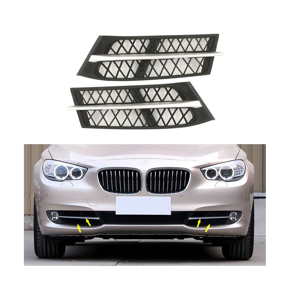 Car L&R Front Bumper Side Opened Cover Grille Trim for BMW 5 Series F07 GT 2010-2013