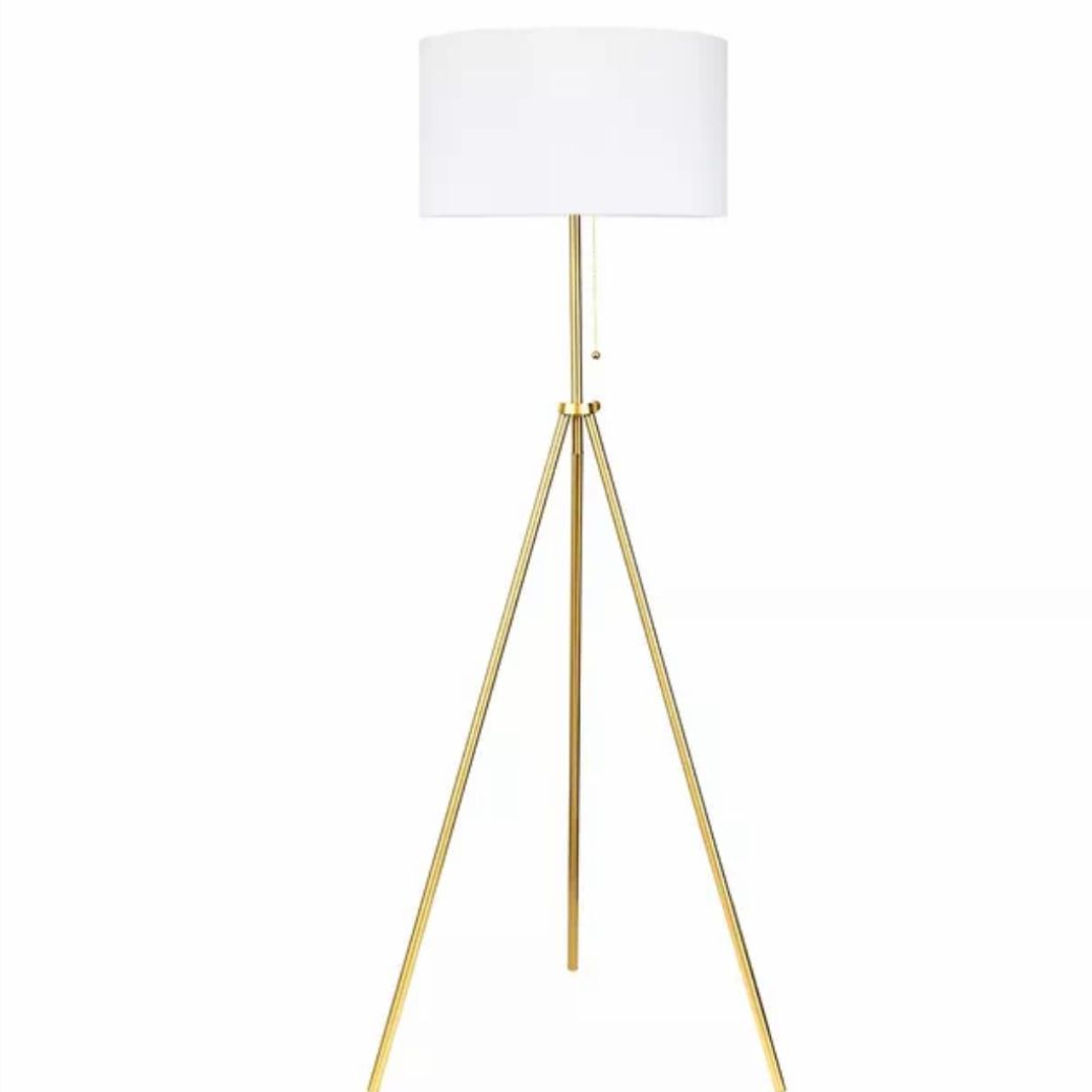 GOLD TRIPOD FLOOR LAMP - ADJUSTABLE