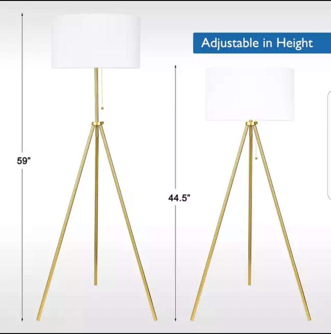 GOLD TRIPOD FLOOR LAMP - ADJUSTABLE