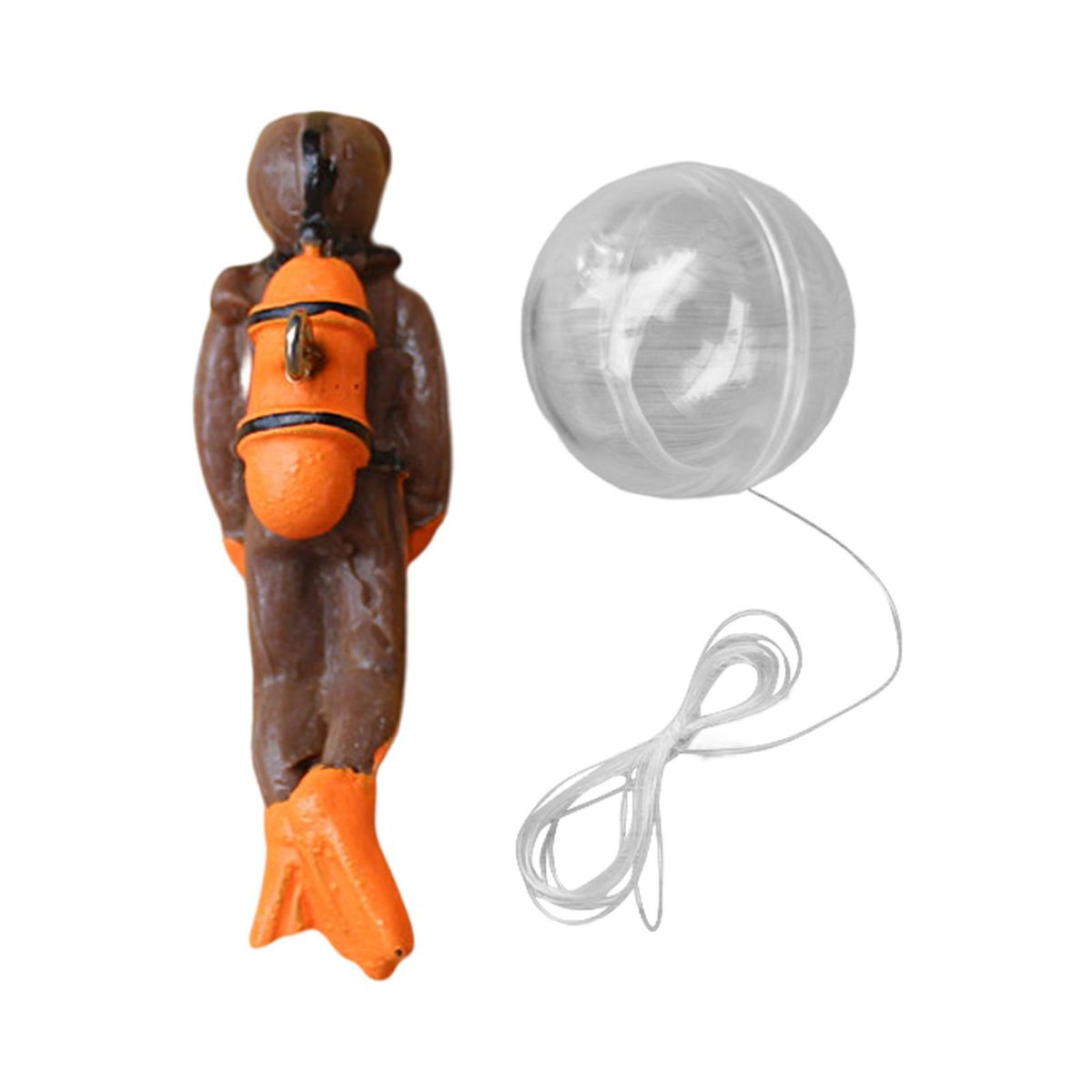 Aquarium Decoration Cartoon Diver Luminous Figure Doll Brown