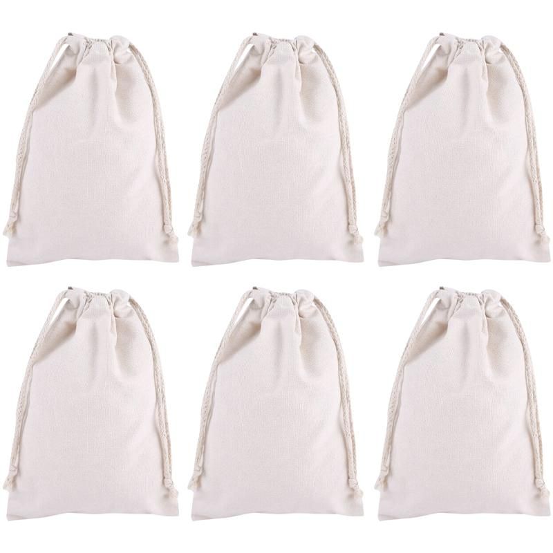 A Set of 6, Double Draw Cotton Bag, Rice Flour