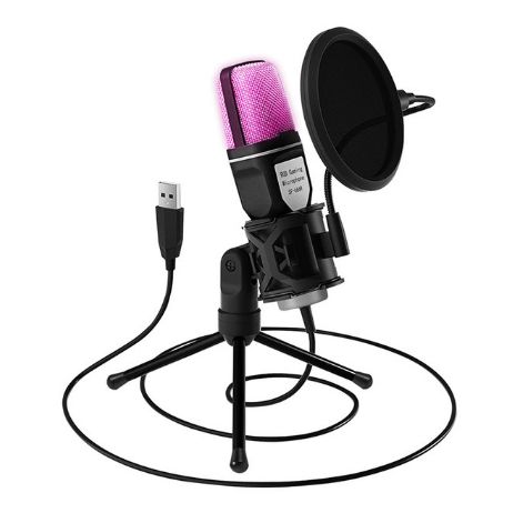 Microphone RGB Microfone Condensador Wire Gaming Mic Studio Streaming