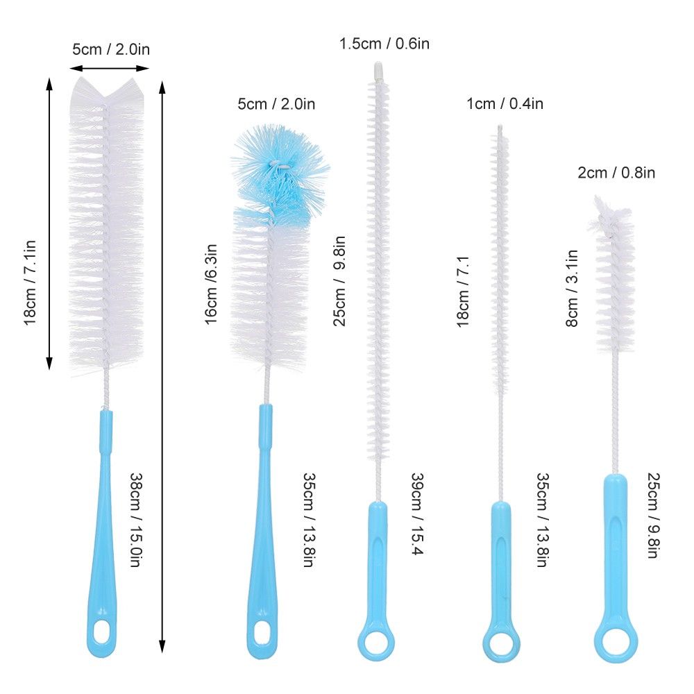5PCS Cleaning Brushes Bottle Brush Plastic Brush 360-degree