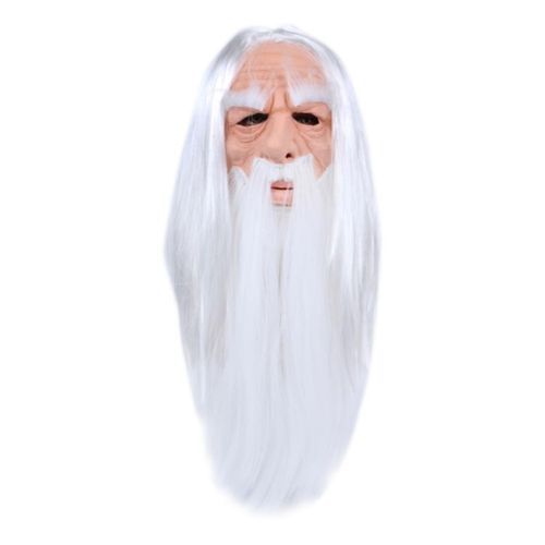 Realistic Halloween Headgear Old Man Scary Mask Latex Long