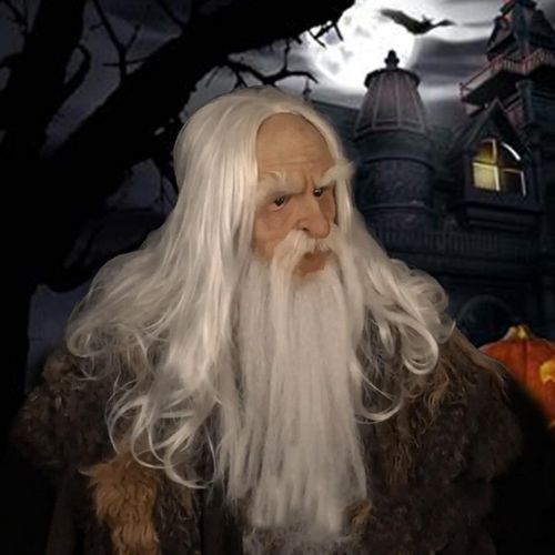 Realistic Halloween Headgear Old Man Scary Mask Latex Long
