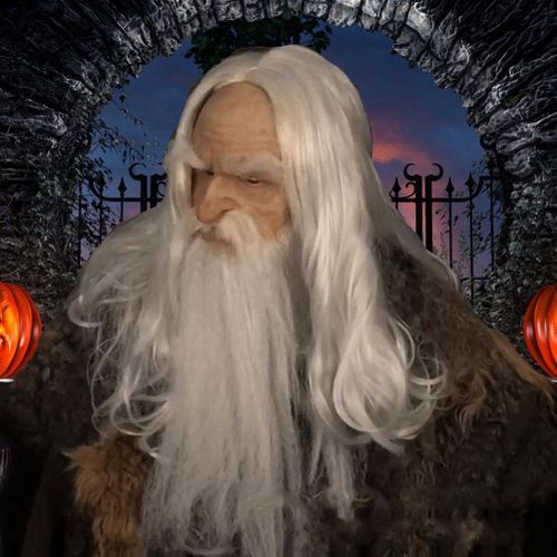 Realistic Halloween Headgear Old Man Scary Mask Latex Long