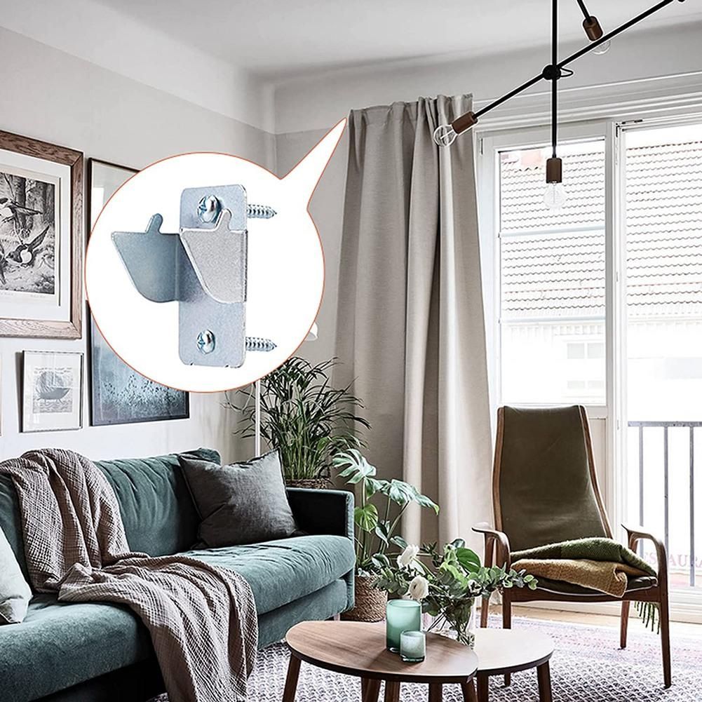 10Pcs Metal Curtain Rods Brackets - Sturdy Curtain Rod Holders with Screws Double Curtain Rod Support Hooks