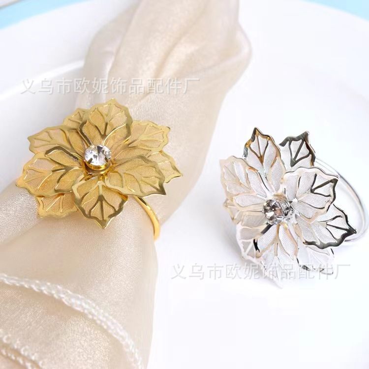 Hotel Silver Gold Napkin Buckle High Texture Mesh Napkin