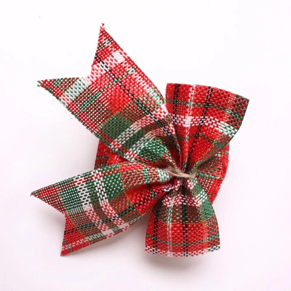 6pcs Christmas ribbon bow napkin buckle napkin ring cloth ring