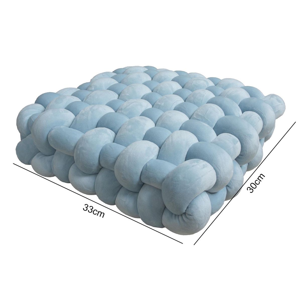 Seat Pillow Sofa Bed Plush Hand Woven Knot Throw Pillow Light Blue