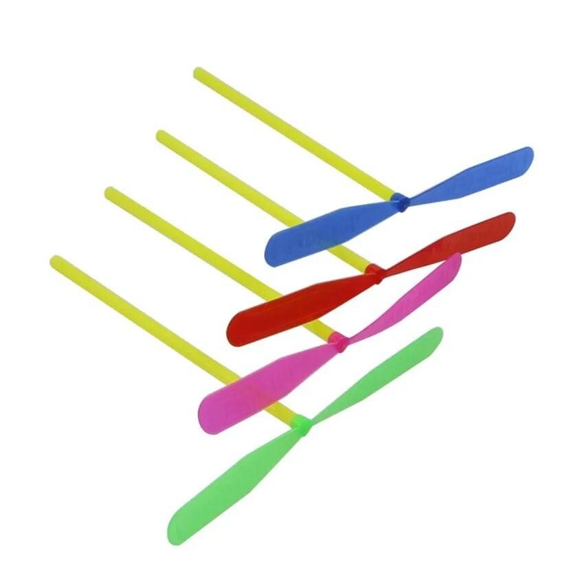 40Pcs Plastic Bamboo Dragonfly Bamboo Flying Stick Toy Hand Push Flying Propeller Outdoor Sports Game Toy Rotating Flying Arrow
