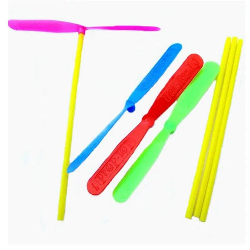 40Pcs Plastic Bamboo Dragonfly Bamboo Flying Stick Toy Hand Push Flying Propeller Outdoor Sports Game Toy Rotating Flying Arrow