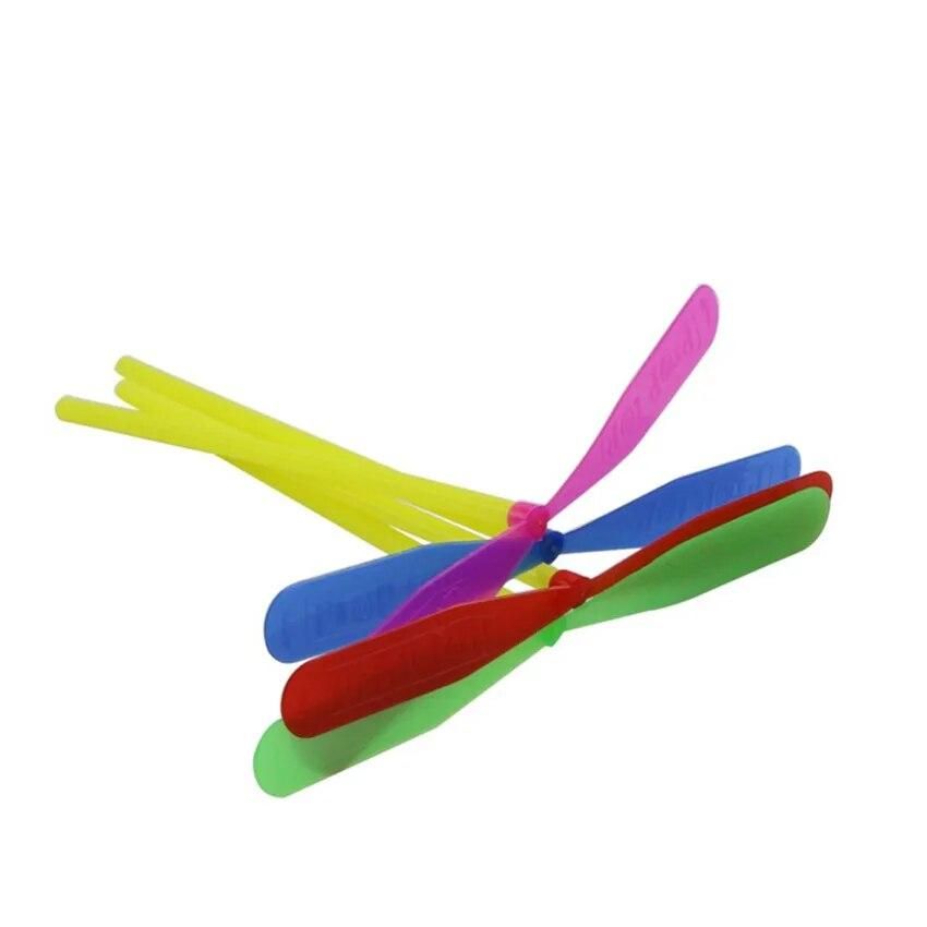 40Pcs Plastic Bamboo Dragonfly Bamboo Flying Stick Toy Hand Push Flying Propeller Outdoor Sports Game Toy Rotating Flying Arrow