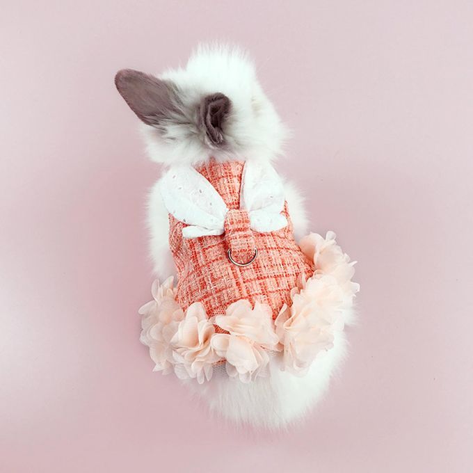 Rabbit Harness Walking Vest Harness Leash Set Orange S