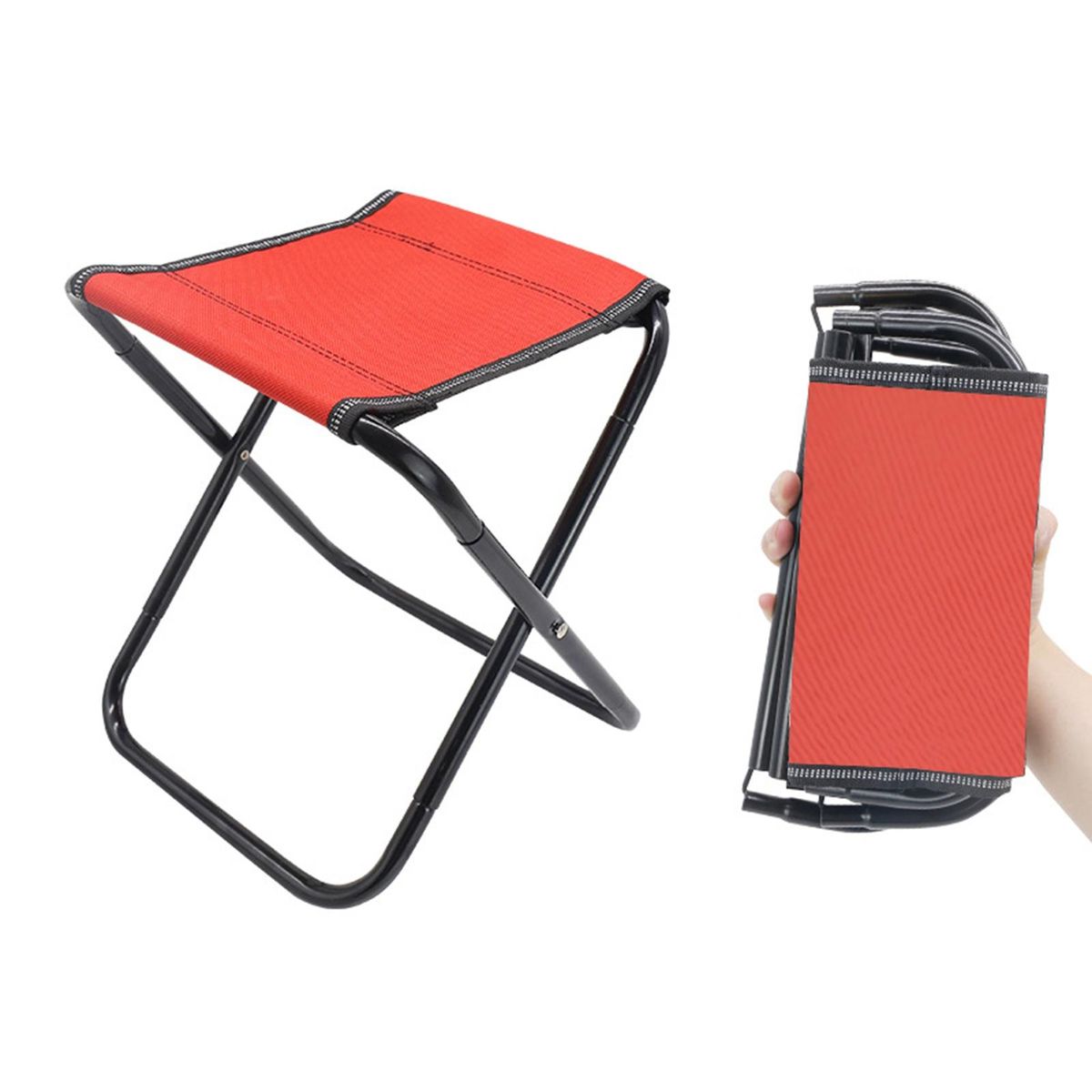 Foldable Stool Portable Foldable Camping Stool Stable for Outdoor Red