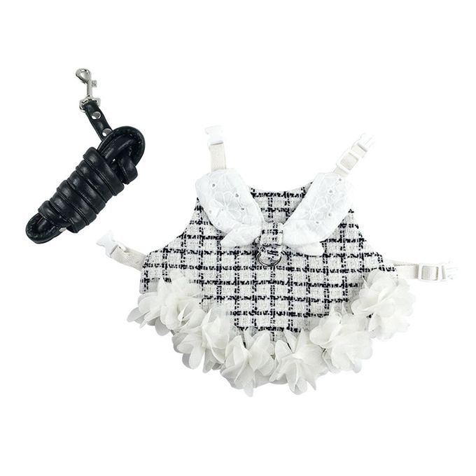 Rabbit Harness Walking Vest Harness Leash Set Black White M