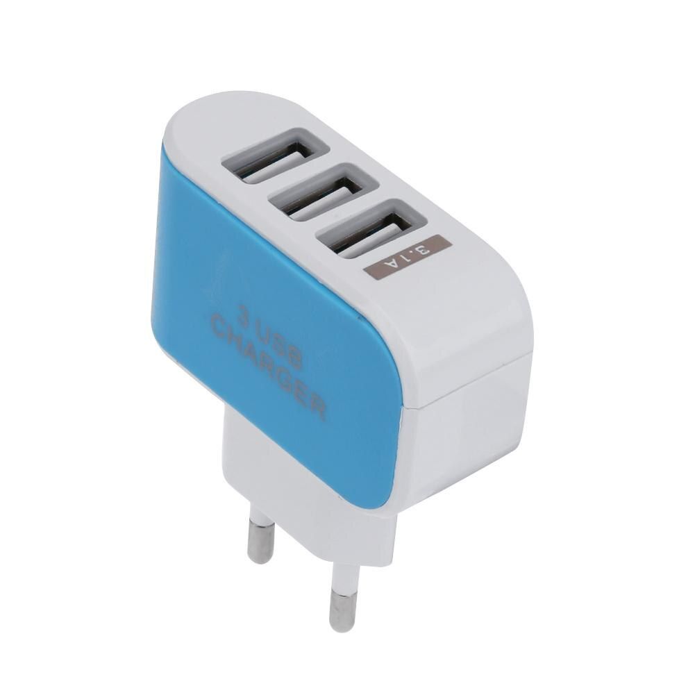Multi-Head Travel Fast USB Wall Portable Mobile Charger(2A) Adapter EU Plug 3 USB EU Plug LED Mobile Phone Quick Chargers