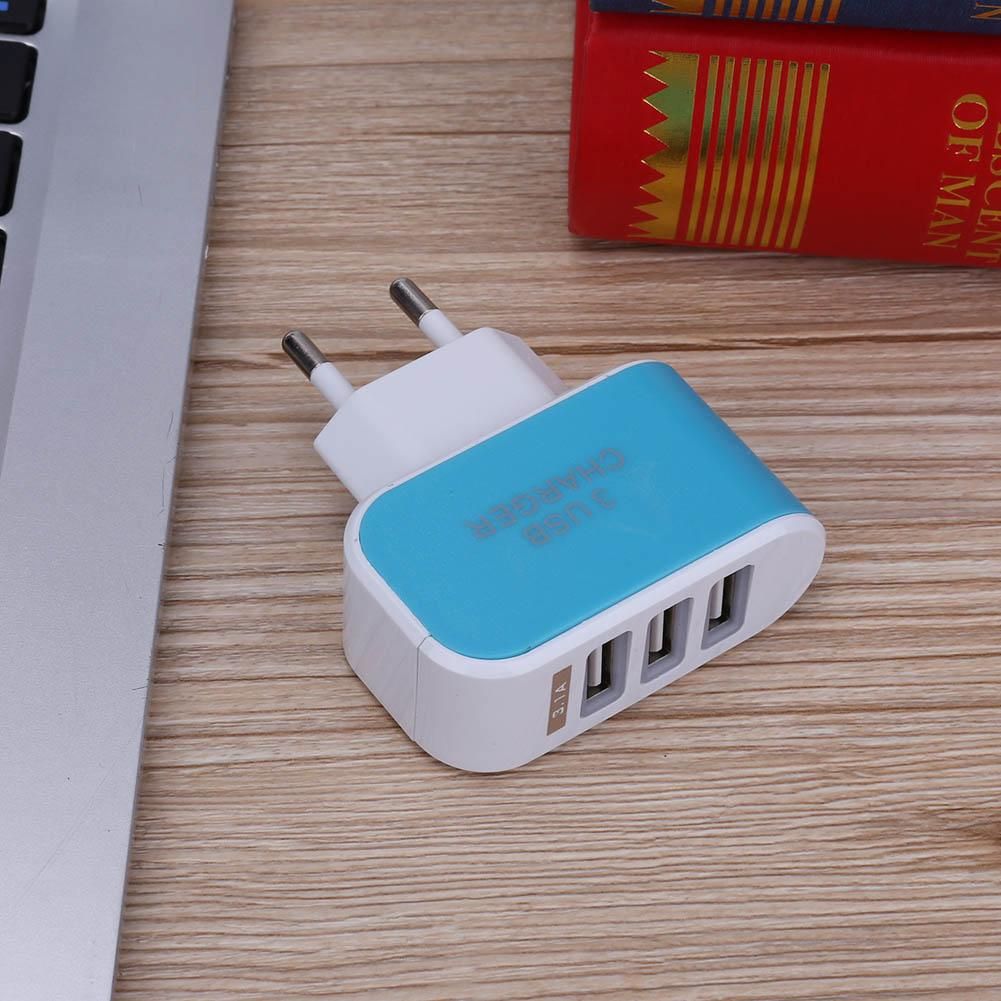 Multi-Head Travel Fast USB Wall Portable Mobile Charger(2A) Adapter EU Plug 3 USB EU Plug LED Mobile Phone Quick Chargers
