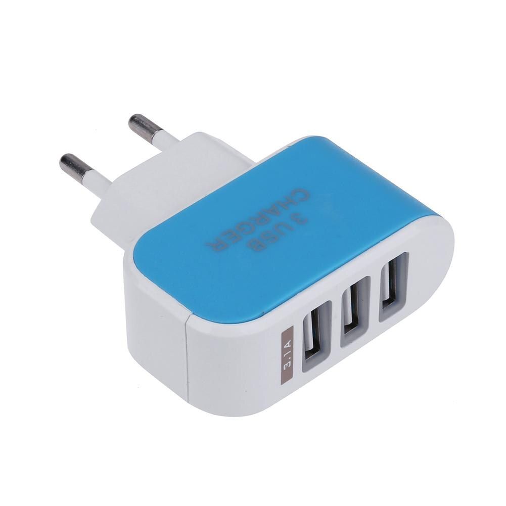 Multi-Head Travel Fast USB Wall Portable Mobile Charger(2A) Adapter EU Plug 3 USB EU Plug LED Mobile Phone Quick Chargers