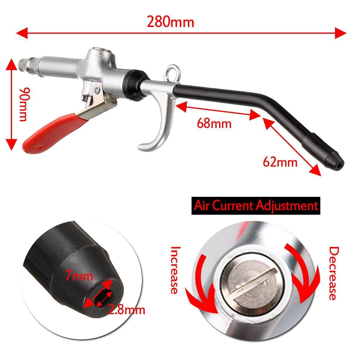 360° Rotation Air Compressor Duster Gu*n Compressor Blow Gu*n Set Nozzle Blower Tool For Machine Cleaning