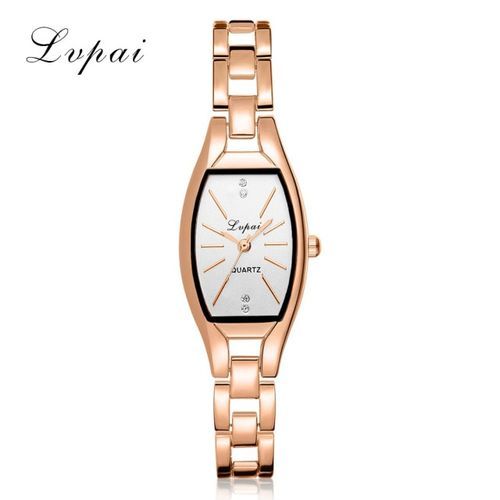 Women Watch Oval Dial Quartz Ladies Wristwatch Rose Gold Silver Steel Band Thin