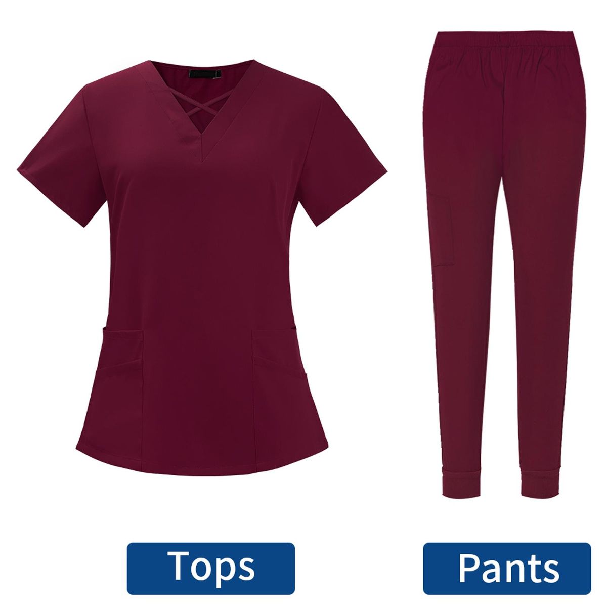 Nursing Scrub Set Working Uniform Durable Red Color In S