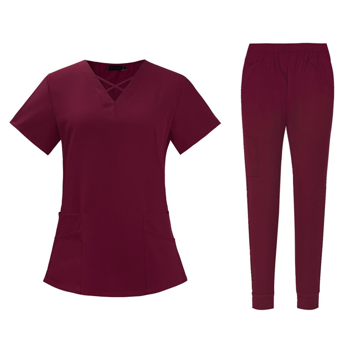 Nursing Scrub Set Working Uniform Durable Red Color In S