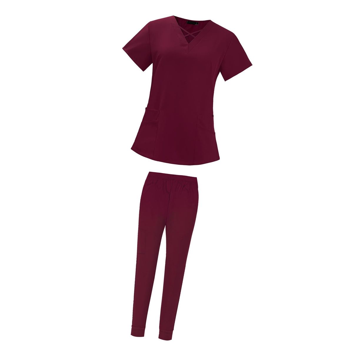 Nursing Scrub Set Working Uniform Durable Red Color In S