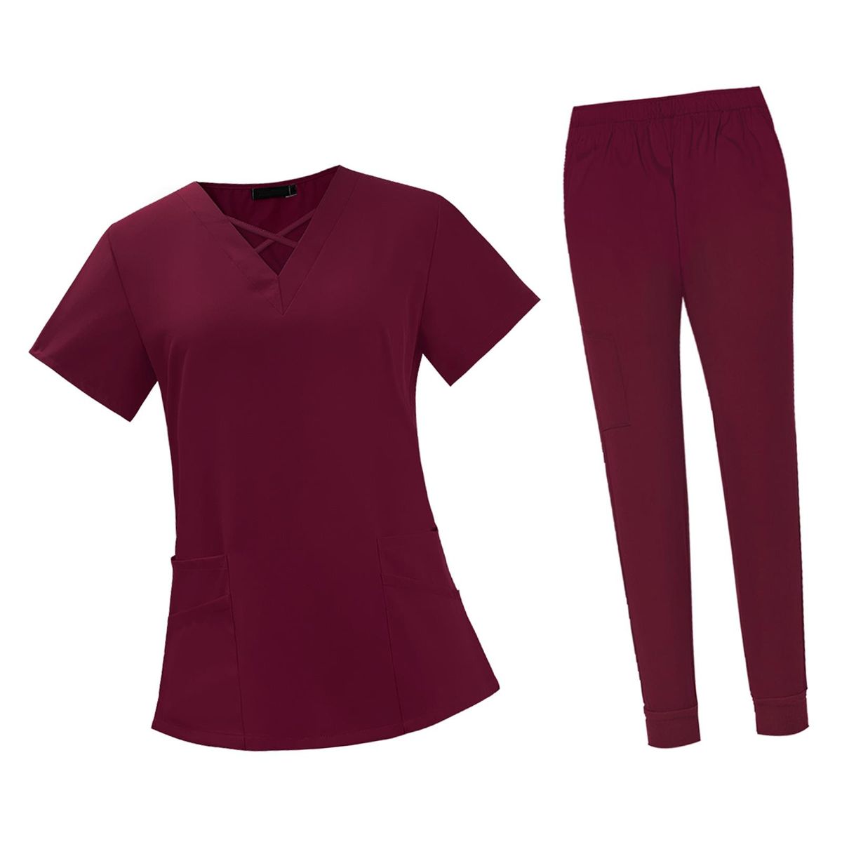 Nursing Scrub Set Working Uniform Durable Red Color In S