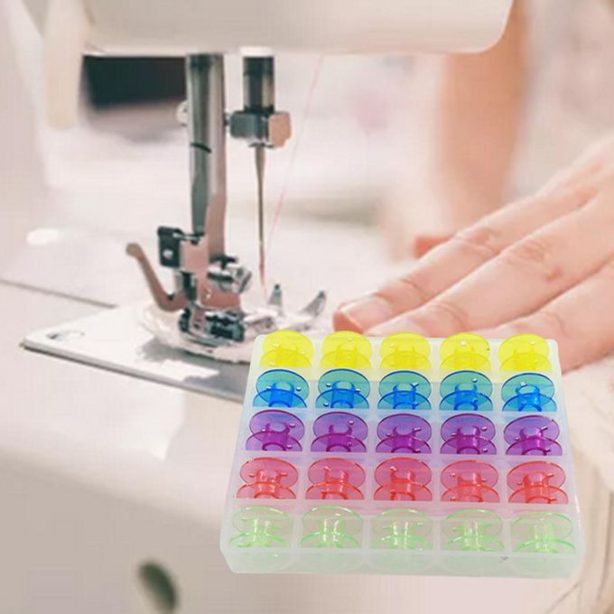 25Pcs Spools Bobbins With Case Plastic Empty Accessories For Sewing