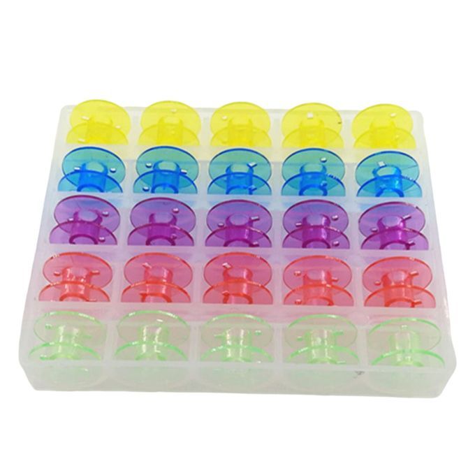 25Pcs Spools Bobbins With Case Plastic Empty Accessories For Sewing